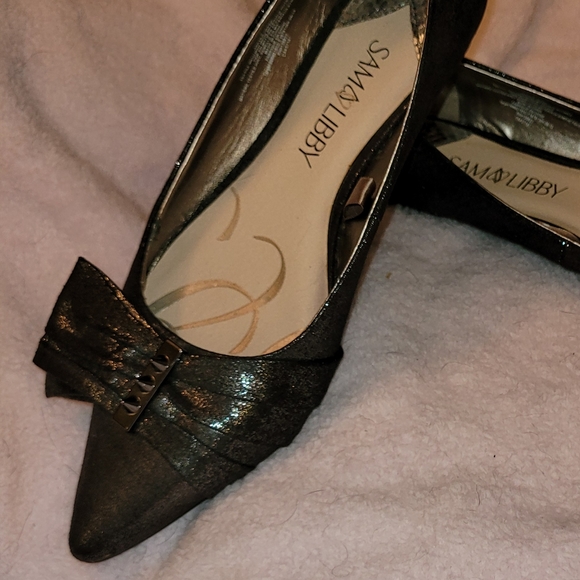 Size 7 Black Metallic Flats with Studs! - Picture 1 of 8